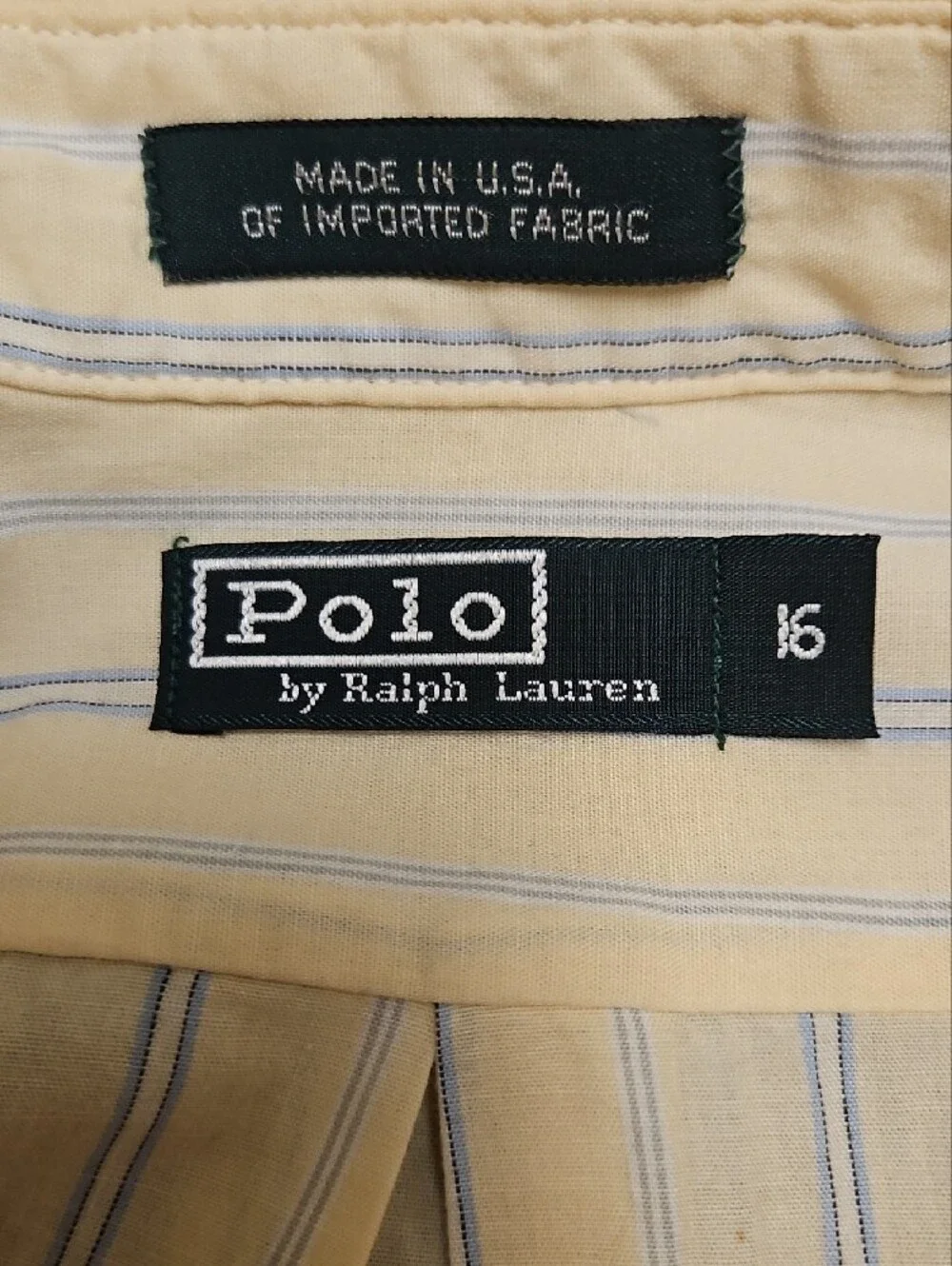 Ralph Lauren Boys Yellow Button-Down Shirt with Blue Stripes